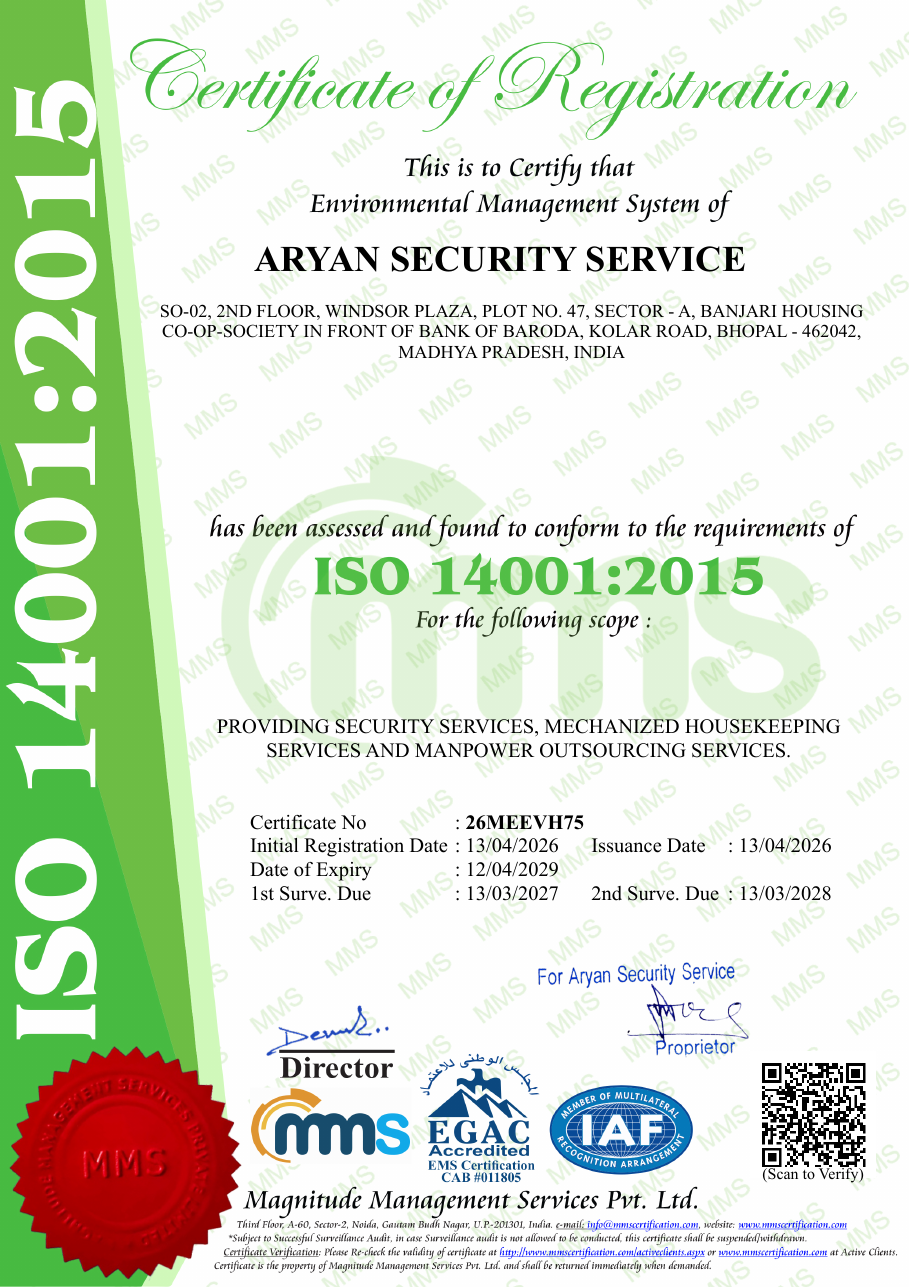 ISO 14001:2015 certificate