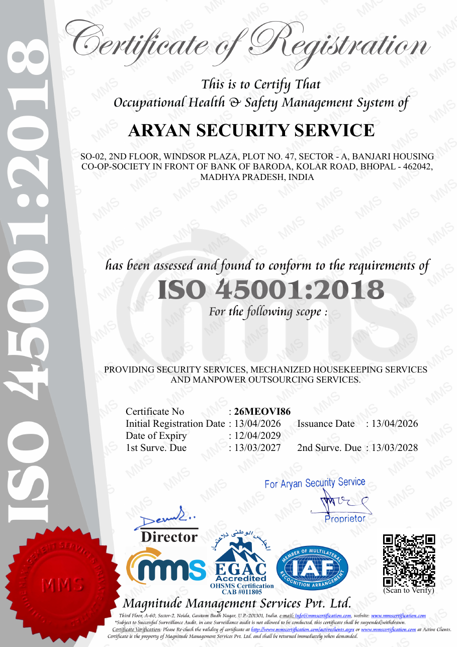ISO 45001:2018 certificate